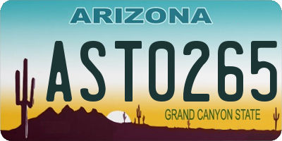 AZ license plate AST0265