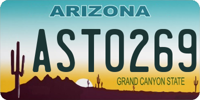 AZ license plate AST0269