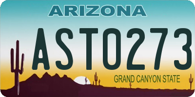 AZ license plate AST0273