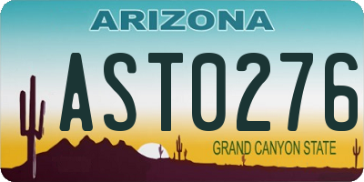 AZ license plate AST0276