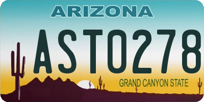 AZ license plate AST0278