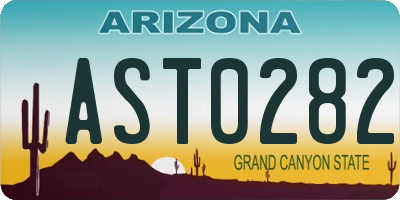 AZ license plate AST0282