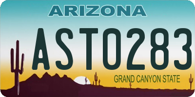 AZ license plate AST0283