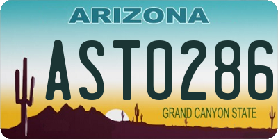 AZ license plate AST0286