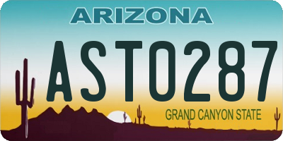 AZ license plate AST0287