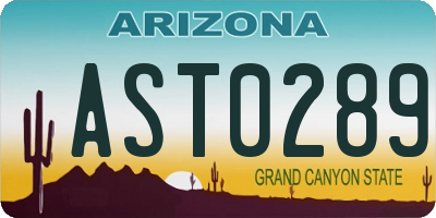 AZ license plate AST0289