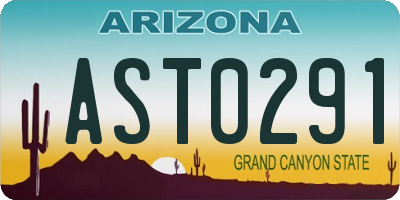 AZ license plate AST0291