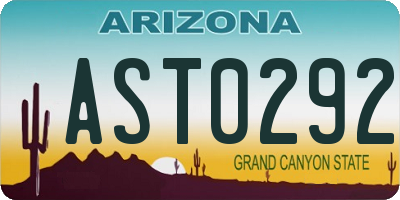 AZ license plate AST0292