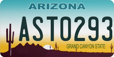 AZ license plate AST0293