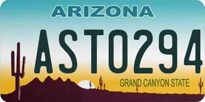 AZ license plate AST0294