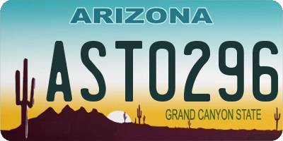 AZ license plate AST0296