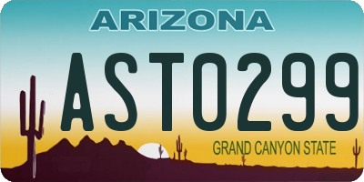 AZ license plate AST0299