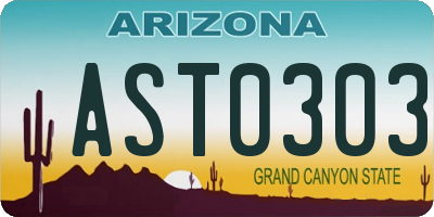 AZ license plate AST0303