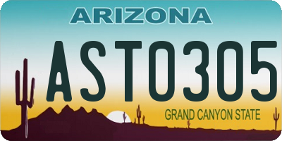 AZ license plate AST0305