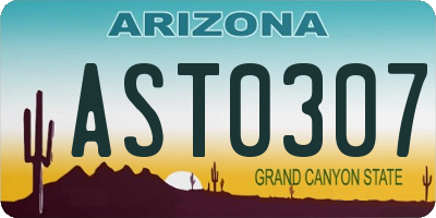 AZ license plate AST0307