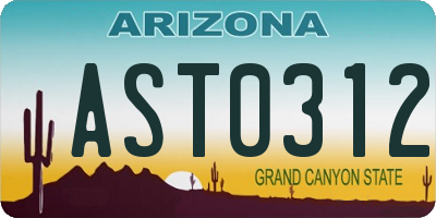AZ license plate AST0312