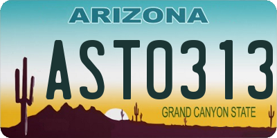 AZ license plate AST0313