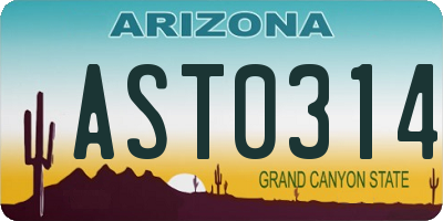 AZ license plate AST0314