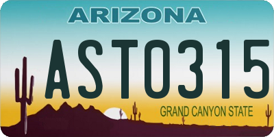 AZ license plate AST0315