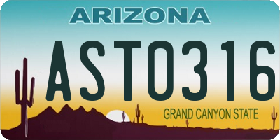 AZ license plate AST0316