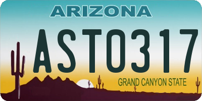AZ license plate AST0317