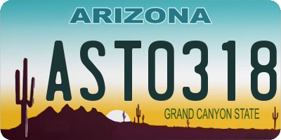 AZ license plate AST0318