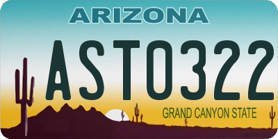 AZ license plate AST0322