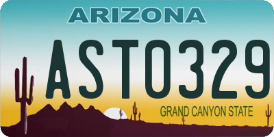 AZ license plate AST0329
