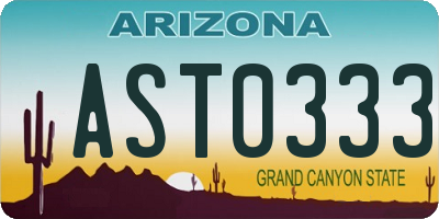 AZ license plate AST0333