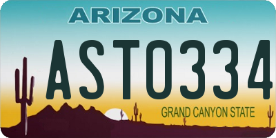 AZ license plate AST0334