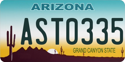 AZ license plate AST0335