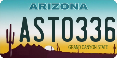 AZ license plate AST0336