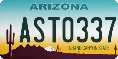 AZ license plate AST0337