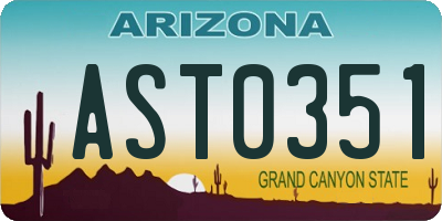 AZ license plate AST0351