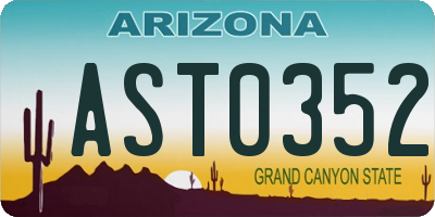 AZ license plate AST0352