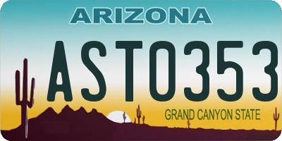 AZ license plate AST0353