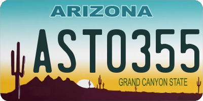 AZ license plate AST0355