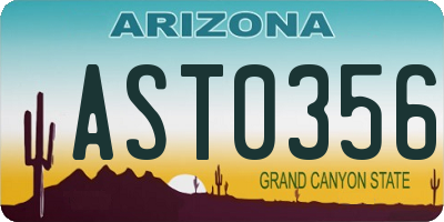 AZ license plate AST0356