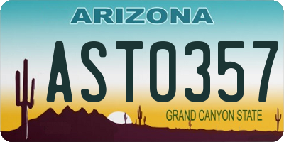 AZ license plate AST0357