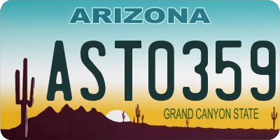 AZ license plate AST0359