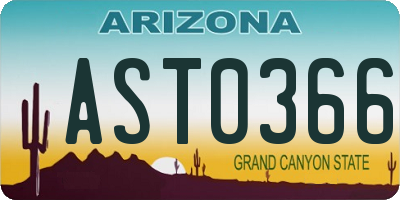 AZ license plate AST0366