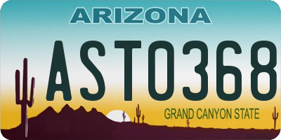 AZ license plate AST0368