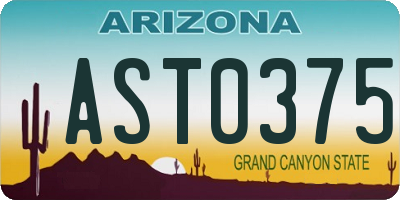 AZ license plate AST0375