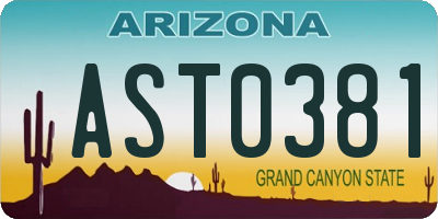 AZ license plate AST0381