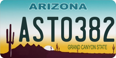 AZ license plate AST0382