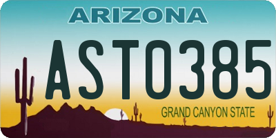 AZ license plate AST0385