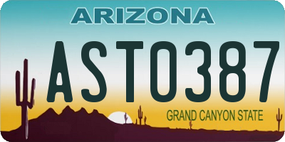 AZ license plate AST0387