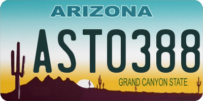 AZ license plate AST0388