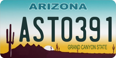 AZ license plate AST0391