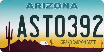 AZ license plate AST0392